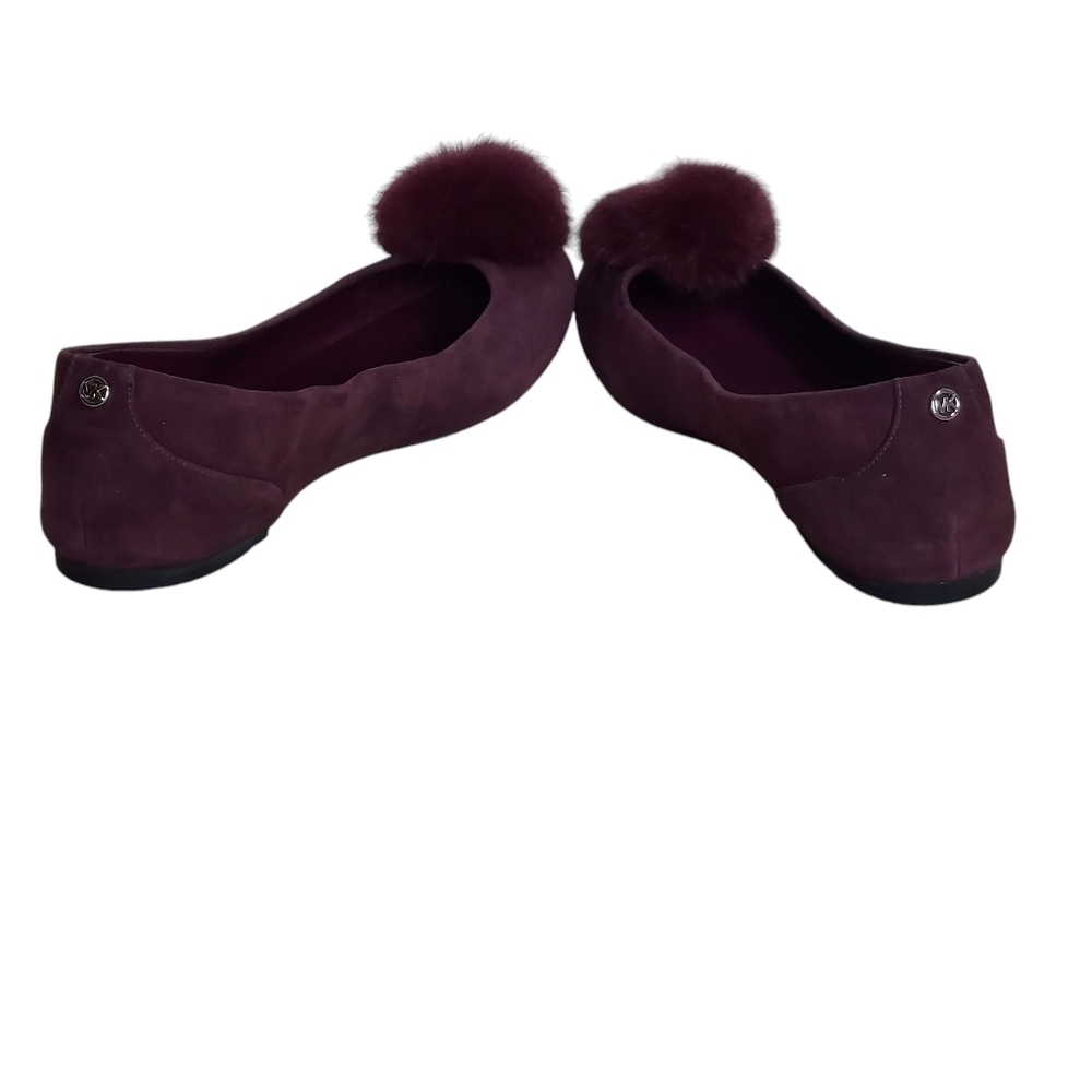 Michael Kors Remi Deep Purple Suede Pompom Flats - Picture 8 of 14